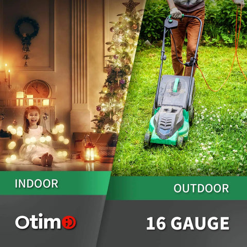 100 Ft 16/3 SJTW Green Outdoor Extension Cord With 3 Prong Grounded Plug used for indoor lighting and outdoor lawn mowing