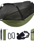 Camping Hammock Tent With Mosquito Net, Portable Easy Setup Single Or Double Hammock, includes carabiners, tree straps and carry bag