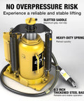 Top Shelf Pneumatic Air Bottle Jack With 20 Ton Capacity And Manual Hand Pump Plus Air Pump For Heavy Duty Cars And Trucks showing slotted saddle and heavy-duty springs.