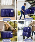 Heavy Duty Moving Bags 6 Pack Large Storage Bags with Zipper and Handles for storage, moving, camping, and travel use.