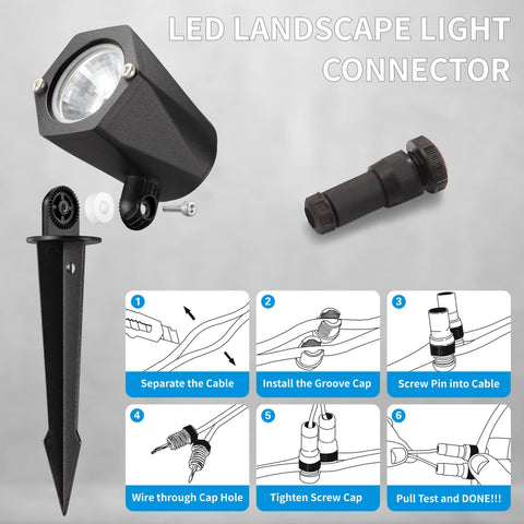 Low Voltage Landscape Light LED 5W Outdoor Spotlight For Yard And Patio IP65 Waterproof 800 Lumens 3500K installation steps