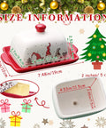 Festive Christmas Butter Dish With Tight Sealing Lid, Solid Ceramic Gnome Keeper For Kitchen Countertops, dimensions and features.