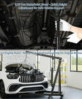 Heavy Duty Folding Hydraulic Engine Hoist And Underhoist Support Stand Combo Two Ton Adjustable Boom with engine and vehicle.