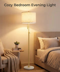 Gold Floor Lamp For Living Room 55-67 Inch Tall Height Adjustable Modern Standing Lamp With 3-Way Dimming Space Saving Marble Base in bedroom