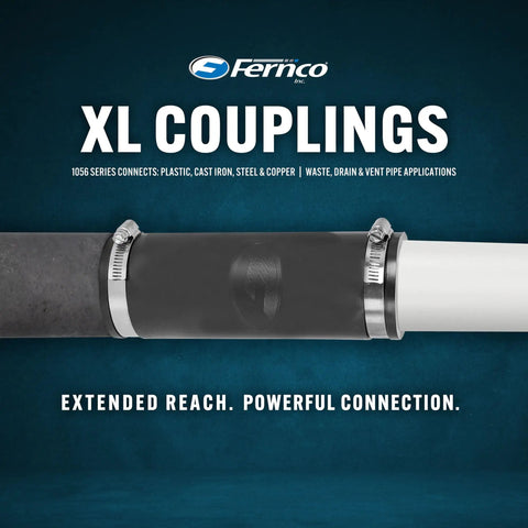 Extra Long 1-1/2 Inch Flexible Pipe Coupling For DWV Sewer And Drain, 6.88 Inch Long, Fits OD 1.65 To 2.00 Inches, Durable Cast Iron PVC Lead Steel Connector, Reliable Heavy-Duty Plumbing Fitting, XL coupling