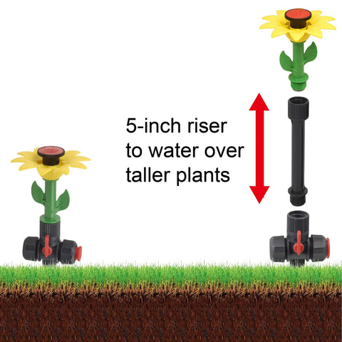 5-inch riser extension for 50 Ft Daisy Garden Hose And Sprinkler System For Easy DIY Plant Watering, showing adjustable height.