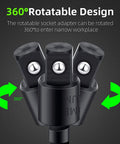 Right Angle Drill Adapter 105 Degree, 360 Degree Rotatable Hex Shank design with arrow indicators