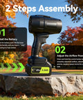 100000 RPM Cordless Leaf Blower With Dual 3Ah Batteries And Fast Charger on stone for assembly demonstration