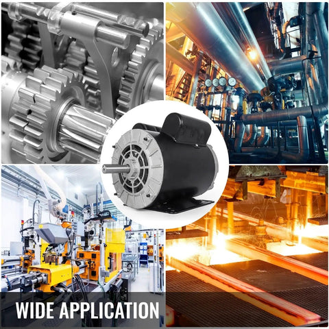 Heavy Duty Single Phase Electric Motor For Air Compressors And Shop Pumps Packing 3 Hp Kick Steel Housing And 3450 Rpm Spins That Just Gets The Job Done Quick in industrial settings.