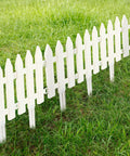 48 Count White Classic Garden Fence Panels With Fence Inserts For Yard Upgrade And Border Edging installed on grass