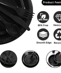 Fresh Black Disposable Plates 350 Piece Heavy Duty Food Grade Plastic Party Essentials For Weekend Ragers And Halloween Parties showcasing cutlery, plates, and product features.