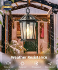 Outdoor Pendant Lights For Porch And Entryway Waterproof Anti Rust Exterior Lanterns In Black Gold Aluminum With Tempered Glass