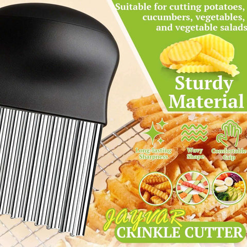JAYVAR crinkle cutter with stainless steel wavy blade and black ergonomic handle