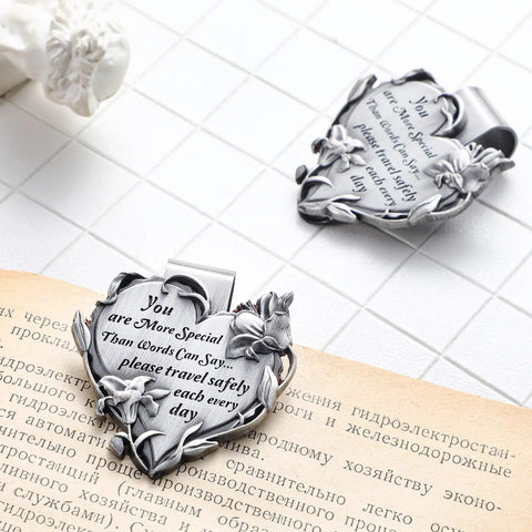 Heart Shaped Car Visor Clip Set With You Are More Special Than Words Can Say Please Travel Safely Each Day Message