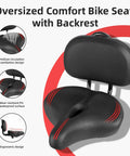 Oversized Bike Seat With Backrest For Peloton And Universal Bicycle Compatibility in black with ergonomic design features.