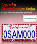Red Rhinestone License Plate Frame Sparkly Bedazzled Stainless Steel Holder Fits Standard 12.25 By 6.25 Inch Plates For US And Canada