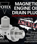 Two stainless steel magnetic engine oil drain plugs (M14x1.5mm) with a high-temperature neodymium magnet.