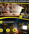 High Bright 10000LM LED Work Light Portable Flood Light With Five Foot Cord IP66 Waterproof for indoor and outdoor use.