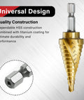 Heavy Duty Step Drill Bit Set For DIY Lovers With 31 Sizes And 1 Quarter Inch Hex Shank HSS Titanium Coated Spiral Grooved Bits
