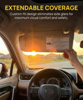 Driver uses RAV4 Left Driver Side Sun Visor Replacement With Leather Surface And Vanity Mirror Gray to block sun glare.
