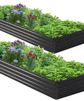 Two Pack Galvanized Raised Garden Bed Kit 9x3x1ft Durable Rust Resistant Planter Boxes For Vegetables Herbs Flowers And Fruits Weatherproof
