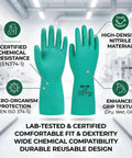 Real Deal Nitrile Chemical Resistant Work Gloves, 18 Mil Thick Puncture Proof Industrial Safety Gear, 12 Pair Pack with high-density nitrile material.