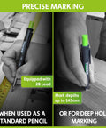Heavy Duty Woodworking Scribe Tool Set With Deep Hole Marking Pen And Replacement Leads, showing precise marking with 2B lead.