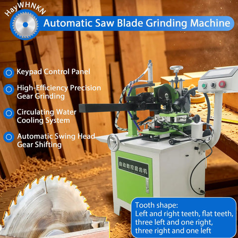 Heavy Duty Fully Automatic Circular Saw Blade Grinder For 100 To 800Mm Blades with keypad control and cooling system.