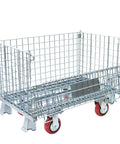 Beefy Heavy-Duty Collapsible Wire Mesh Cart With Casters 32x20x24 Steel Storage Bin 1500 Lb Capacity Stackable Industrial Tote For Warehouse Factory And Workshop, open