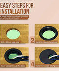 Step-by-step installation guide for Desk Grommet 2 Inch Cable Hole Cover Pack Of 5 Black ABS Plastic Wire Management for desks and tables.