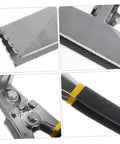 Close-up of Handy Duckbill Metal Bender Pliers for roofing and sheet metal work, showing flat bill tongs and handle grip.