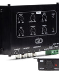 Black Bass Signal Interface for Deep Sub Bass Control with control dials and remote, enhancing car audio system with a cleaner, louder sub.