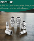 Power Town 3/8 inch stainless steel quick-connect pressure washer fittings set with male and female adapters