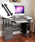 2 Pack 14 Inch Keyboard Slide Rails With Heavy Duty Ball Bearing Slides in modern desk setup, includes screws and Phillips screwdriver
