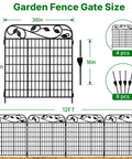 Diagram showing 4 Panels 44In High By 12 Ft Long Heavy Duty Decorative Garden Fence Gate With Leaves Metal Wire Panels Rustproof