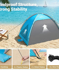 Large Beach Tent Sun Shelter For Three To Four People With UPF 50 Plus UV Protection Privacy Door 360 Degree Ventilation Windows