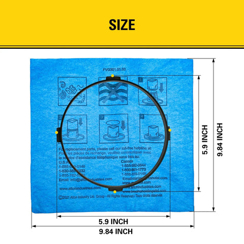Blue Cloth Reusable Filter With Clamp Ring For 1 To 5 Gallon Wet Dry Vacuums, Easy Install And Cleanup, Works With Models Like SL18123P SL18128 SL18129 SL18130 SL18132 SL18133P, 9.84 By 9.84 Inch