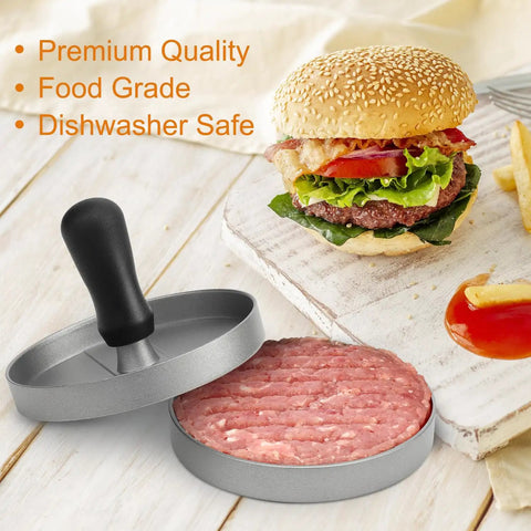 Burger Press With 150 Patty Papers Nonstick Patty Maker for grillin burgers on the grill or stove, with aluminum patty press.