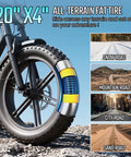 20" x 4" all-terrain fat tire of Premium Rugged Fat Tire Electric Bike For Adults Featuring Built To Last 48V 25Ah Removable Battery Gutsy 1500W Peak Motor Gravel Ready Commuter E Bicycle.