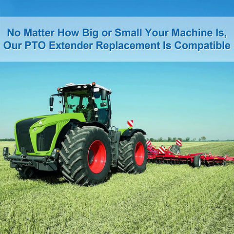 Tough Built Pto Extender For Tractor 1-3/8 Inch 6 Spline Female To Male Quick Connect Adapter in use with large tractor.