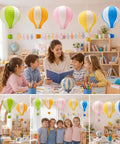 Hanging Hot Air Balloon Paper Lanterns Party Decor Set 12 Inch Colorful Lanterns for classroom ceilings in a fun learning environment.