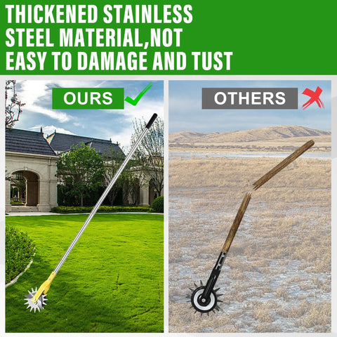 Rotary Lawn Edger With 58 Inch Adjustable Handle A Real Workhorse For Clean Edges Along Sidewalks And Driveways Durable Stainless Steel Build And Rust Proof Sharp Blade System Perfect For Tidy Garden Edges in comparison with a competitor's product.