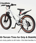 Kids Mountain Bike 20 Inch Aluminum Frame With 7 Speed Gears, Suspension Fork, Front And Rear Disc Brakes, Side View