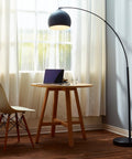 Arc Floor Lamp With Faux Black Marble Base And Black Bell Shade For Living Room Office Dining Room And Bedroom Mid Century Modern Vibe