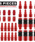 36-piece Universal Air Coupler And Plug Kit With Quarter Inch Threads And 36 Aluminum Fittings For Air Compressors displayed