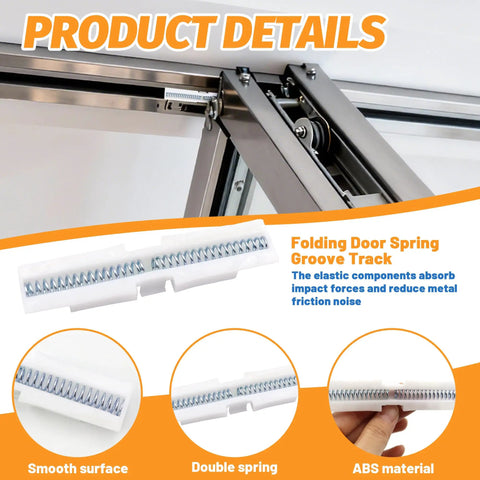 4 Pack Nylon Bi Fold Closet Door Slide Guide With Spring Rail Top Mount Folding Door Track Replacement shown with smooth spring mechanism