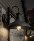 Two Pack Gooseneck Wall Sconce Barn Lights 14 Inch Dusk To Dawn Motion Sensor Outdoor Wall Mount Lighting Fixtures Three Mode Exterior Porch Lanterns Black Rustic Outdoor Wall Lamp For Patio And Garage illuminating a home exterior at night