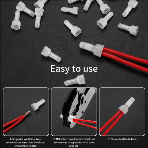 Rock Solid 120 Pack Closed End Crimp Connectors For Electric Pros, nylon insulated wire connectors with red wires