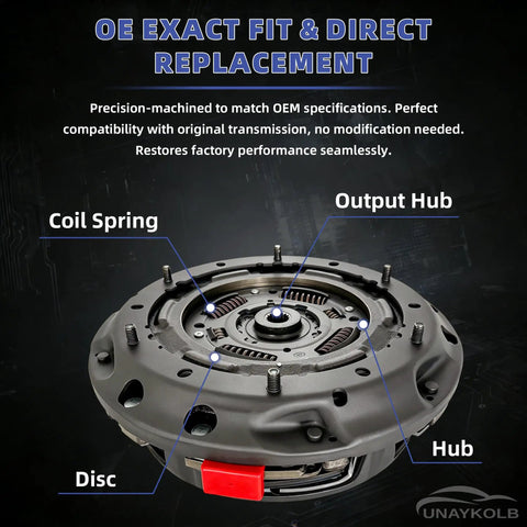 Beefed Up 6DCT250 DPS6 Dual Clutch Transmission Drum Kit For Ford Focus 2011-2019 shown with coil spring, hub, and disc.