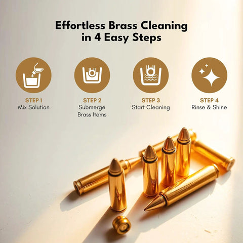 Effortless brass cleaning steps with Pro Grade Ultrasonic Brass Cleaning Solution Super Concentrate For Jewelry And Metal Parts 1 Qt Bottle Biodegradable Formula Safe For Ultrasonic Cleaners Ideal For Brass Jewelry And Antiques Coins And Craft Projects